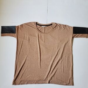 J Crew leather sleeves top
